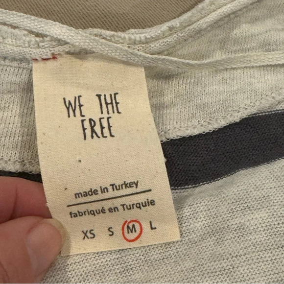 Free People Upstate Striped Long Sleeve Dolman Tee Women's Grey Black Medium - Picture 4 of 9